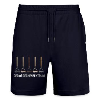 Head of the Computer Center Gardener Gardener - Stanley/Stella Trainer Unisex Organic Jogging Shorts - dark navy - Front - Nik (191cm) & Marisol (170cm)