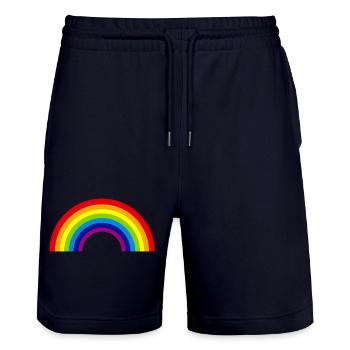 regenbogen - Stanley/Stella Unisex Bio Joggingshorts Trainer  - Dark navy - Vorne - Nik (191cm) & Marisol (170cm)