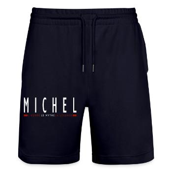 MICHEL prénom cadeau t-shirt personnalisé michel - Short de jogging bio TRAINER Stanley/Stella unisexe - marine foncé - Devant - Nik (191cm) & Marisol (170cm)