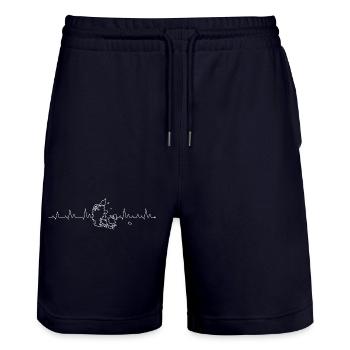 Heartbeat Island Umriss - Stanley/Stella Unisex Bio Joggingshorts Trainer  - Dark navy - Vorne - Nik (191cm) & Marisol (170cm)