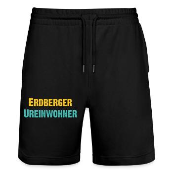 Erdberger Ureinwohner - Wiener Bezirks, Urgestein - Stanley/Stella Unisex Bio Joggingshorts Trainer  - Schwarz - Vorne - Nik (191cm) & Marisol (170cm)