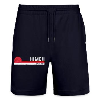 Himeji Japan Retro Souvenir for Asian Lovers Man - Stanley/Stella Trainer Unisex Organic Jogging Shorts - dark navy - Front - Nik (191cm) & Marisol (170cm)