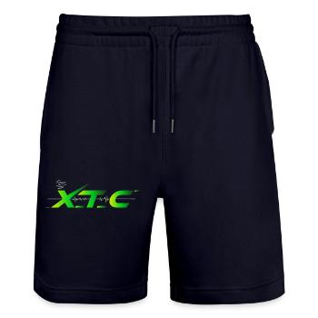 XTEC Pulse Neon Tech Logo - Stanley/Stella Unisex Bio Joggingshorts Trainer  - Dark navy - Vorne - Nik (191cm) & Marisol (170cm)
