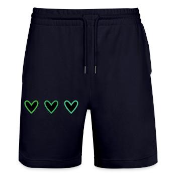 CŒUR. CŒURS. SAINT VALENTIN. LOVE. AMOUR - Short de jogging bio TRAINER Stanley/Stella unisexe - marine foncé - Devant - Nik (191cm) & Marisol (170cm)