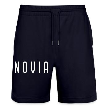 Novia Girlfriend Engagement Bridal Shower Wedding - Stanley/Stella Trainer Unisex Organic Jogging Shorts - dark navy - Front - Nik (191cm) & Marisol (170cm)