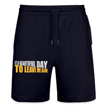 leave me alone day - Stanley/Stella Unisex Bio Joggingshorts Trainer  - Dark navy - Vorne - Nik (191cm) & Marisol (170cm)