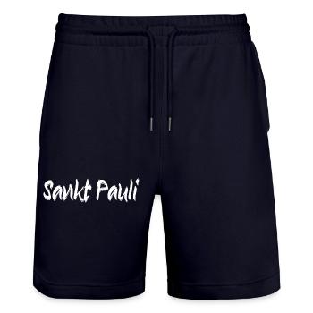 st pauli hamburg - Stanley/Stella Unisex Bio Joggingshorts Trainer  - Dark navy - Vorne - Nik (191cm) & Marisol (170cm)