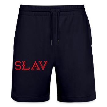 SLAV Slave Folk Slawisch - Short de jogging bio TRAINER Stanley/Stella unisexe - marine foncé - Devant - Nik (191cm) & Marisol (170cm)