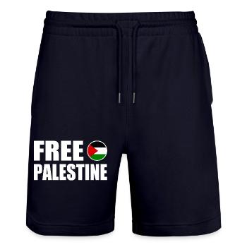 Free palestine - Stanley/Stella Unisex Bio Joggingshorts Trainer  - Dark navy - Vorne - Nik (191cm) & Marisol (170cm)