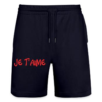 ICH LIEBE DICH. LIEBE. PAAR. GERADE VERHEIRATET. Junggesellinnenabschied - Stanley/Stella Unisex Bio Joggingshorts Trainer  - Dark navy - Vorne - Nik (191cm) & Marisol (170cm)