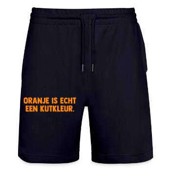 Oranje is echt een Kutkleur - Nederland - Niederla - Stanley/Stella Unisex Bio Joggingshorts Trainer  - Dark navy - Vorne - Nik (191cm) & Marisol (170cm)