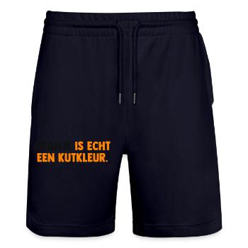 Oranje is echt een Kutkleur - Nederland - Niederla - Stanley/Stella Unisex Bio Joggingshorts Trainer  - Dark navy - Vorne - Nik (191cm) & Marisol (170cm)