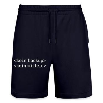 No Backup No Mercy - Kein Backup Kein Mitleid - Stanley/Stella Unisex Bio Joggingshorts Trainer  - Dark navy - Vorne - Nik (191cm) & Marisol (170cm)