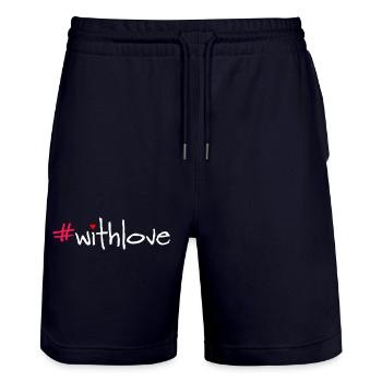 Hashtag Heart Love Saying Shirt - Stanley/Stella Trainer Unisex Organic Jogging Shorts - dark navy - Front - Nik (191cm) & Marisol (170cm)