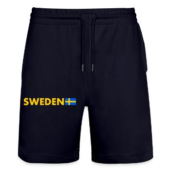 Schweden - Stanley/Stella Unisex Bio Joggingshorts Trainer  - Dark navy - Vorne - Nik (191cm) & Marisol (170cm)