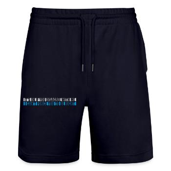 you disagree with me - Stanley/Stella Trainer Unisex Organic Jogging Shorts - dark navy - Front - Nik (191cm) & Marisol (170cm)