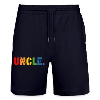 LGBT Rainbow shirt gay uncle LGBT lgbtqi queer - Stanley/Stella Trainer Unisex Organic Jogging Shorts - dark navy - Front - Nik (191cm) & Marisol (170cm)