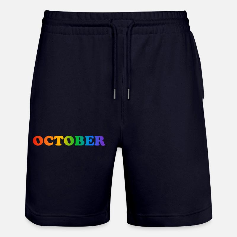 Texte arc-en-ciel d’octobre - Short de jogging bio TRAINER Stanley/Stella unisexe - marine foncé