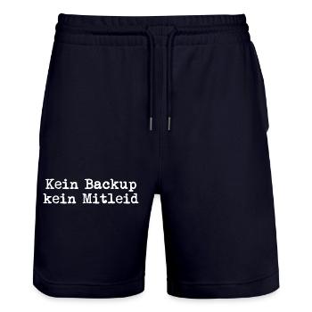 Kein Backup? Kein Mitleid! - Stanley/Stella Unisex Bio Joggingshorts Trainer  - Dark navy - Vorne - Nik (191cm) & Marisol (170cm)