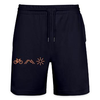 Fahrrad Berge Sonne - Stanley/Stella Unisex Bio Joggingshorts Trainer  - Dark navy - Vorne - Nik (191cm) & Marisol (170cm)