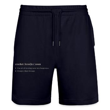 Crochet Definition – Turning Yarn Into Happiness - Stanley/Stella Trainer Unisex Organic Jogging Shorts - dark navy - Front - Nik (191cm) & Marisol (170cm)
