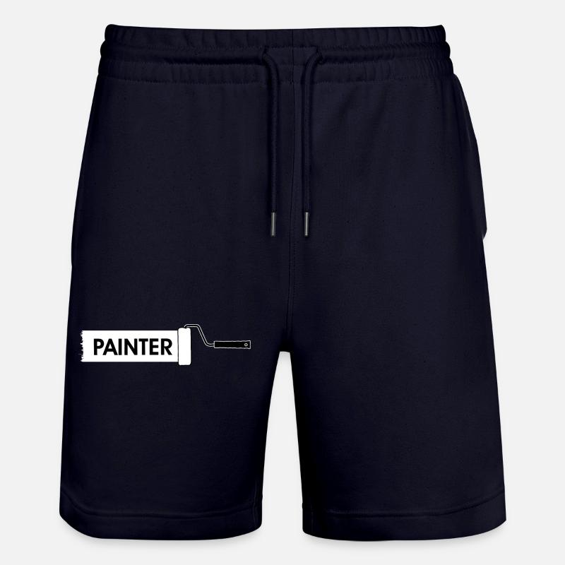 Paint roller with white paint - Stanley/Stella Trainer Unisex Organic Jogging Shorts - dark navy