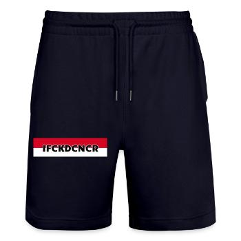I FUCKED CANCER - Breast Ring - Stanley/Stella Trainer Unisex Organic Jogging Shorts - dark navy - Front - Nik (191cm) & Marisol (170cm)