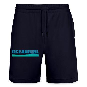 OCEANGIRL - Stanley/Stella Trainer Unisex Organic Jogging Shorts - dark navy - Front - Nik (191cm) & Marisol (170cm)