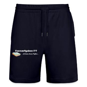 LIEBEVOLL Hausaufgaben-Mythos - Stanley/Stella Unisex Bio Joggingshorts Trainer  - Dark navy - Vorne - Nik (191cm) & Marisol (170cm)