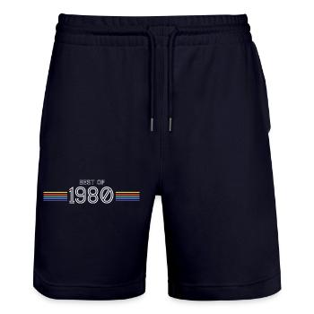 Best Of 1980 Lustiges Geschenk-T-Shirt - Stanley/Stella Unisex Bio Joggingshorts Trainer  - Dark navy - Vorne - Nik (191cm) & Marisol (170cm)