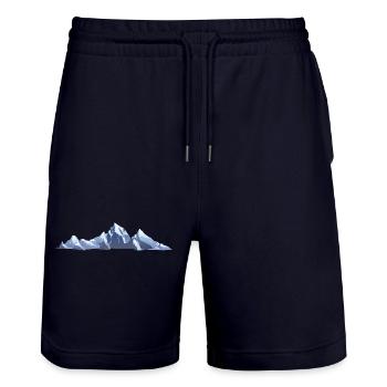 Mountains | Mountain - Stanley/Stella Trainer Unisex Organic Jogging Shorts - dark navy - Front - Nik (191cm) & Marisol (170cm)