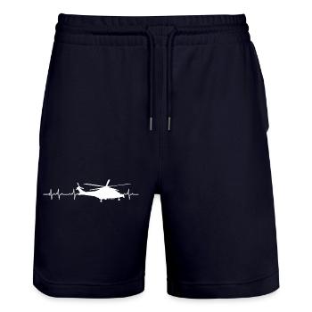 Helicopter Helicopter Heartbeat Pilot - Stanley/Stella Trainer Unisex Organic Jogging Shorts - dark navy - Front - Nik (191cm) & Marisol (170cm)