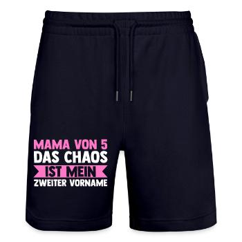 Mom of 5 children - Stanley/Stella Trainer Unisex Organic Jogging Shorts - dark navy - Front - Nik (191cm) & Marisol (170cm)