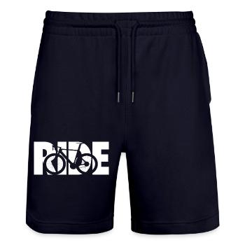 GO RIDE | Racer - Stanley/Stella Trainer Unisex Organic Jogging Shorts - dark navy - Front - Nik (191cm) & Marisol (170cm)