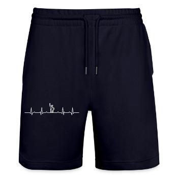 PulseRise Fist Icon - Stanley/Stella Trainer Unisex Organic Jogging Shorts - dark navy - Front - Nik (191cm) & Marisol (170cm)