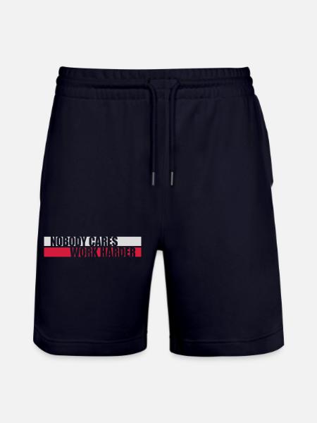 nobody cares work harder - Stanley/Stella Trainer Unisex Organic Jogging Shorts - dark navy