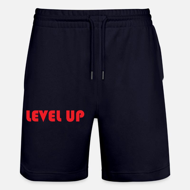 LEVEL UP-Roter Text - Stanley/Stella Unisex Bio Joggingshorts Trainer  - Dark navy