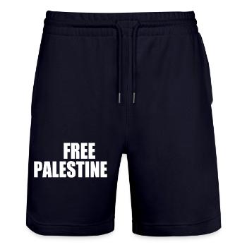 Free palestine - Short de jogging bio TRAINER Stanley/Stella unisexe - marine foncé - Devant - Nik (191cm) & Marisol (170cm)