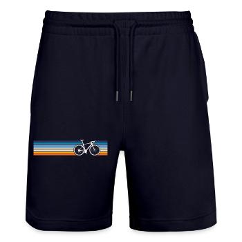 Rétro vélo plage coucher de soleil design - Short de jogging bio TRAINER Stanley/Stella unisexe - marine foncé - Devant - Nik (191cm) & Marisol (170cm)