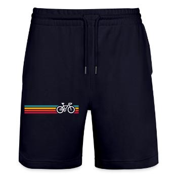 Vélo rayé arc-en-ciel - Short de jogging bio TRAINER Stanley/Stella unisexe - marine foncé - Devant - Nik (191cm) & Marisol (170cm)