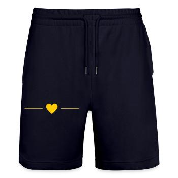 Minimal Gelbes Herz | Love Line Design - Stanley/Stella Unisex Bio Joggingshorts Trainer  - Dark navy - Vorne - Nik (191cm) & Marisol (170cm)