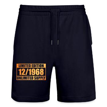 55th Birthday Limited Edition - ꝏ Supply 12/1968 - Stanley/Stella Trainer Unisex Organic Jogging Shorts - dark navy - Front - Nik (191cm) & Marisol (170cm)