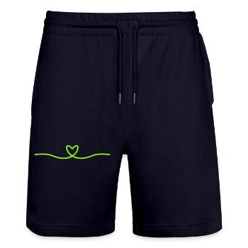 Ligne de cœur minimale | Design du Cœur Vert - Short de jogging bio TRAINER Stanley/Stella unisexe - marine foncé - Devant - Nik (191cm) & Marisol (170cm)