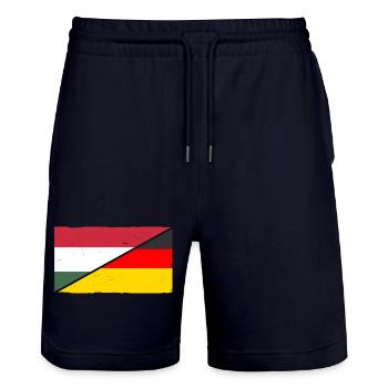 Magyaren Deutschland Ungarn - Stanley/Stella Unisex Bio Joggingshorts Trainer  - Dark navy - Vorne - Nik (191cm) & Marisol (170cm)