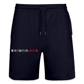 in dog years Dead - Stanley/Stella Trainer Unisex Organic Jogging Shorts - dark navy - Front - Nik (191cm) & Marisol (170cm)