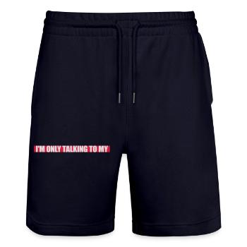 only talking to dog - Stanley/Stella Trainer Unisex Organic Jogging Shorts - dark navy - Front - Nik (191cm) & Marisol (170cm)