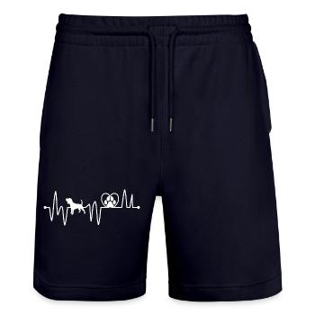 Herzlinie Beagle Pfote Hundepfoten - Stanley/Stella Unisex Bio Joggingshorts Trainer  - Dark navy - Vorne - Nik (191cm) & Marisol (170cm)