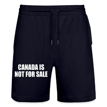 canada is not for sale - Stanley/Stella Trainer Unisex Organic Jogging Shorts - dark navy - Front - Nik (191cm) & Marisol (170cm)