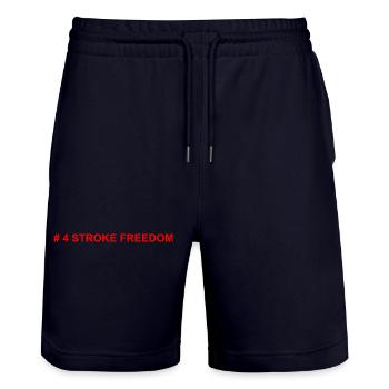 # 4 STROKE FREEDOM - Stanley/Stella Trainer Unisex Organic Jogging Shorts - dark navy - Front - Nik (191cm) & Marisol (170cm)