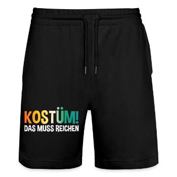 Jecken Fasching Karneval - Stanley/Stella Unisex Bio Joggingshorts Trainer  - Schwarz - Vorne - Nik (191cm) & Marisol (170cm)